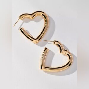 Anthropologie Heart Shaped Hoop Earrings